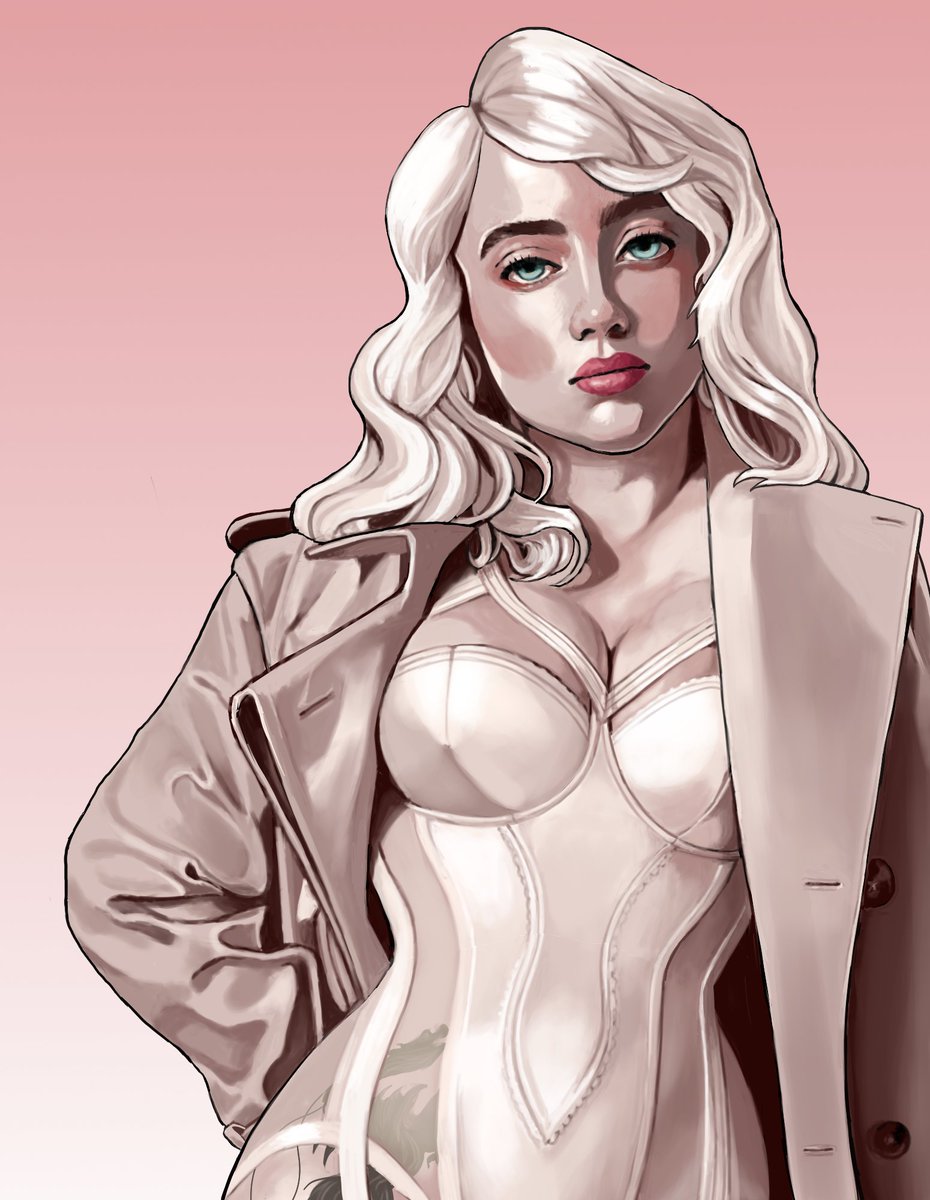 iipastequeii's tweet photo. I did this painting of #BillieEilish, she looks amazing on the vogue photo shoot. https://t.co/0sb0ls6tzp