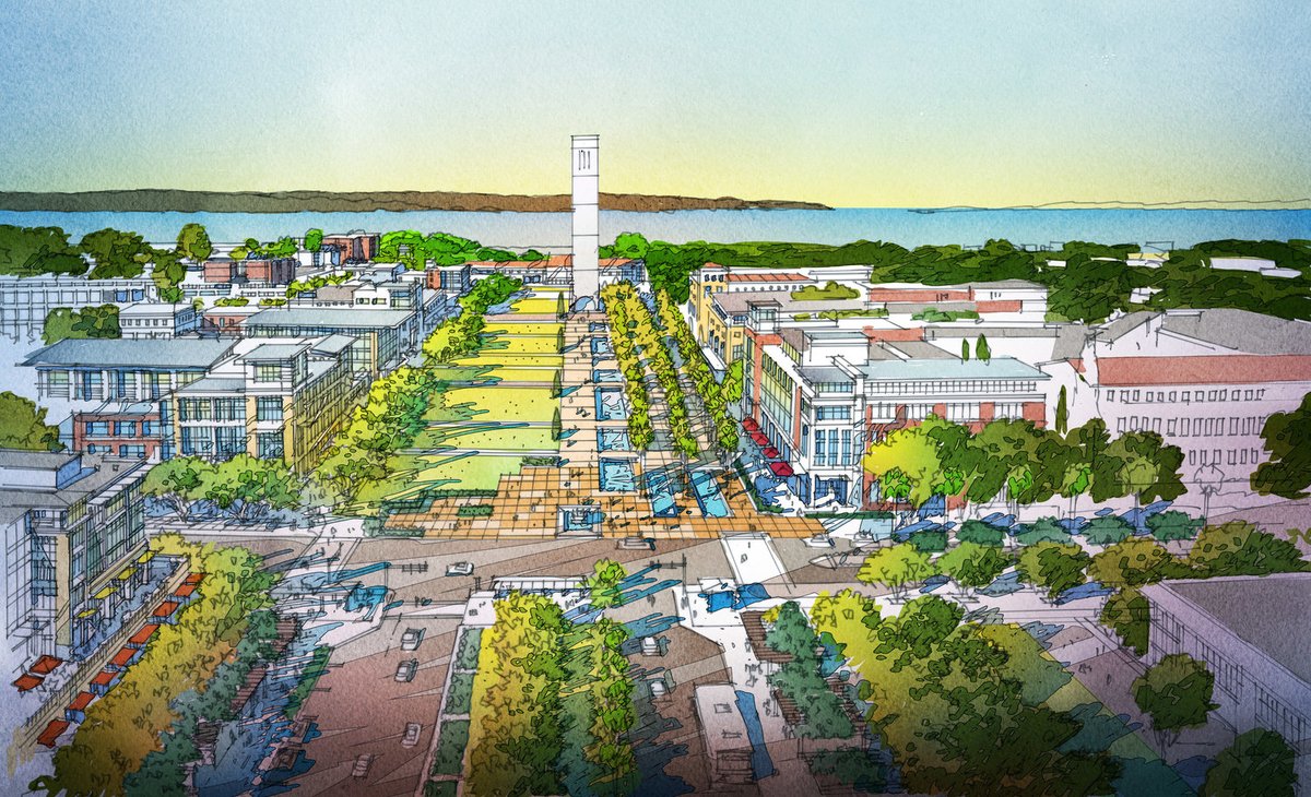 UDAStudio's tweet photo. #UDAreflection: Campus Master Plan for the Univ. of CA, #SantaBarbara. #UCSB feared they had run out of space on their campus. UDA worked with the univ. to rediscover &amp; expand its campus structure, resulting in a plan to accommodate years of growth with new campus public spaces. https://t.co/tB3xipl0Vj