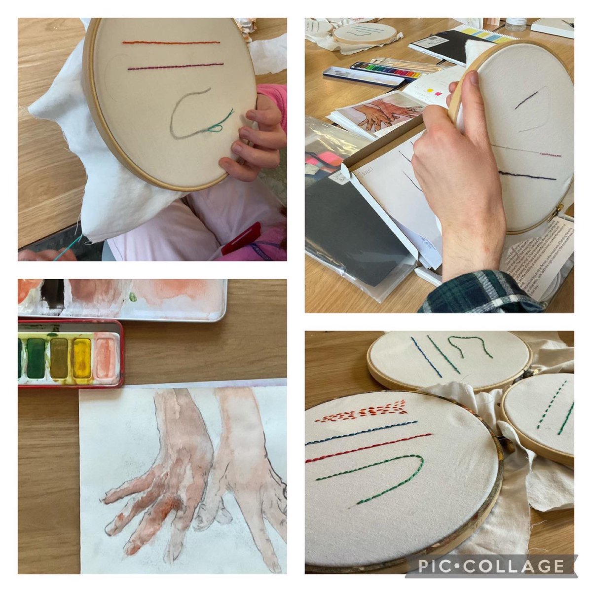 pinccollege's tweet photo. A first for many of our @McrMuseum students who have been learning running stitch and back stitch this week in preparation for @lucyburscough #DabHandsProject. Huge determination and effort from everyone ! @MCRLocalOffer @greatermcr @ManCityCouncil @McrMuseum @mcr_education https://t.co/Bp82WOLGS8