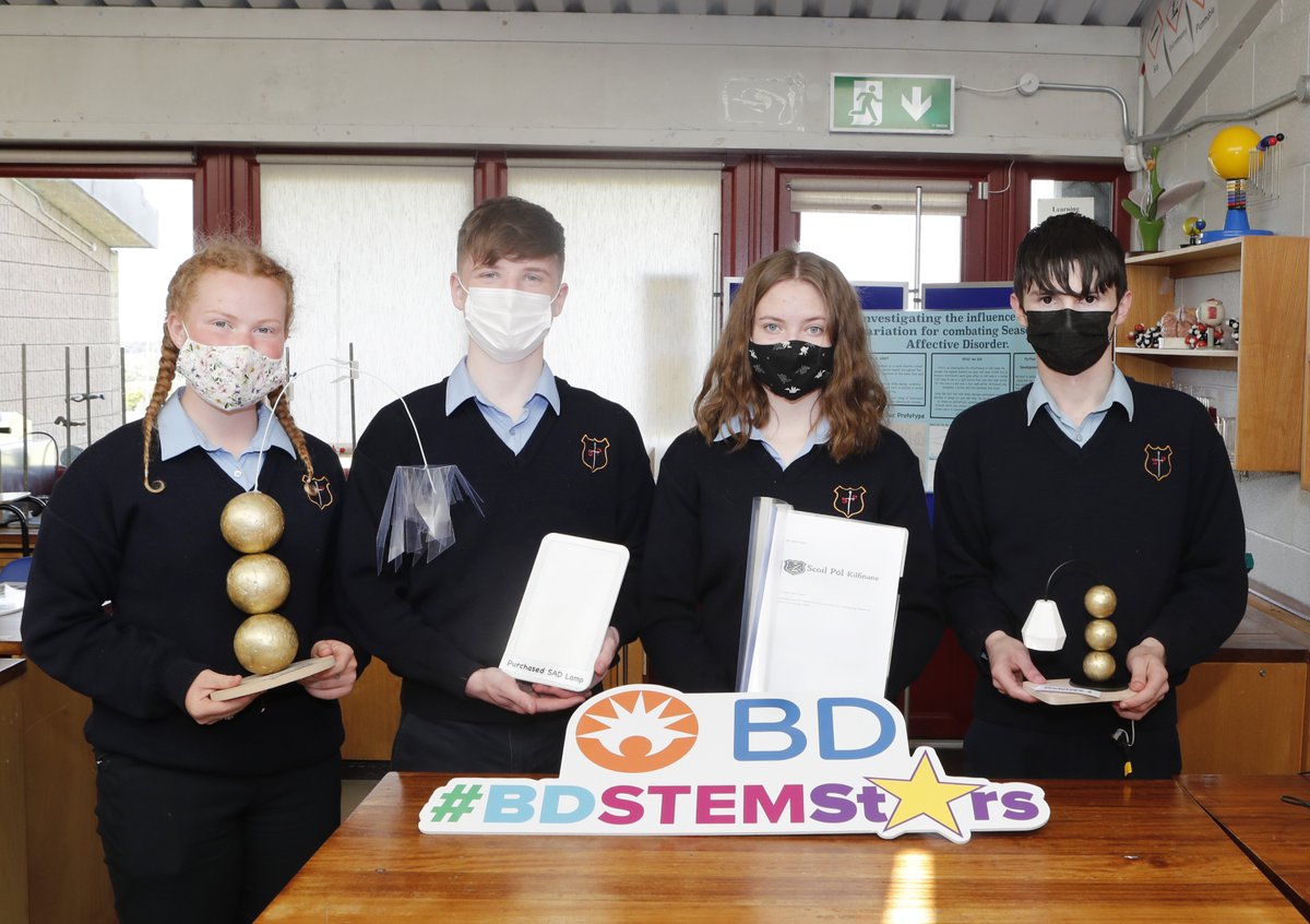 BDandCo's tweet photo. The #BDSTEMStars judging panel awarded a special commendation to students at @ScoilPol, Kilfinnane, #Limerick for their investigation on how to tackle Seasonal Affective Disorder (SAD) through a combination of lighting and a specially designed app. https://t.co/RVVbts1Eec