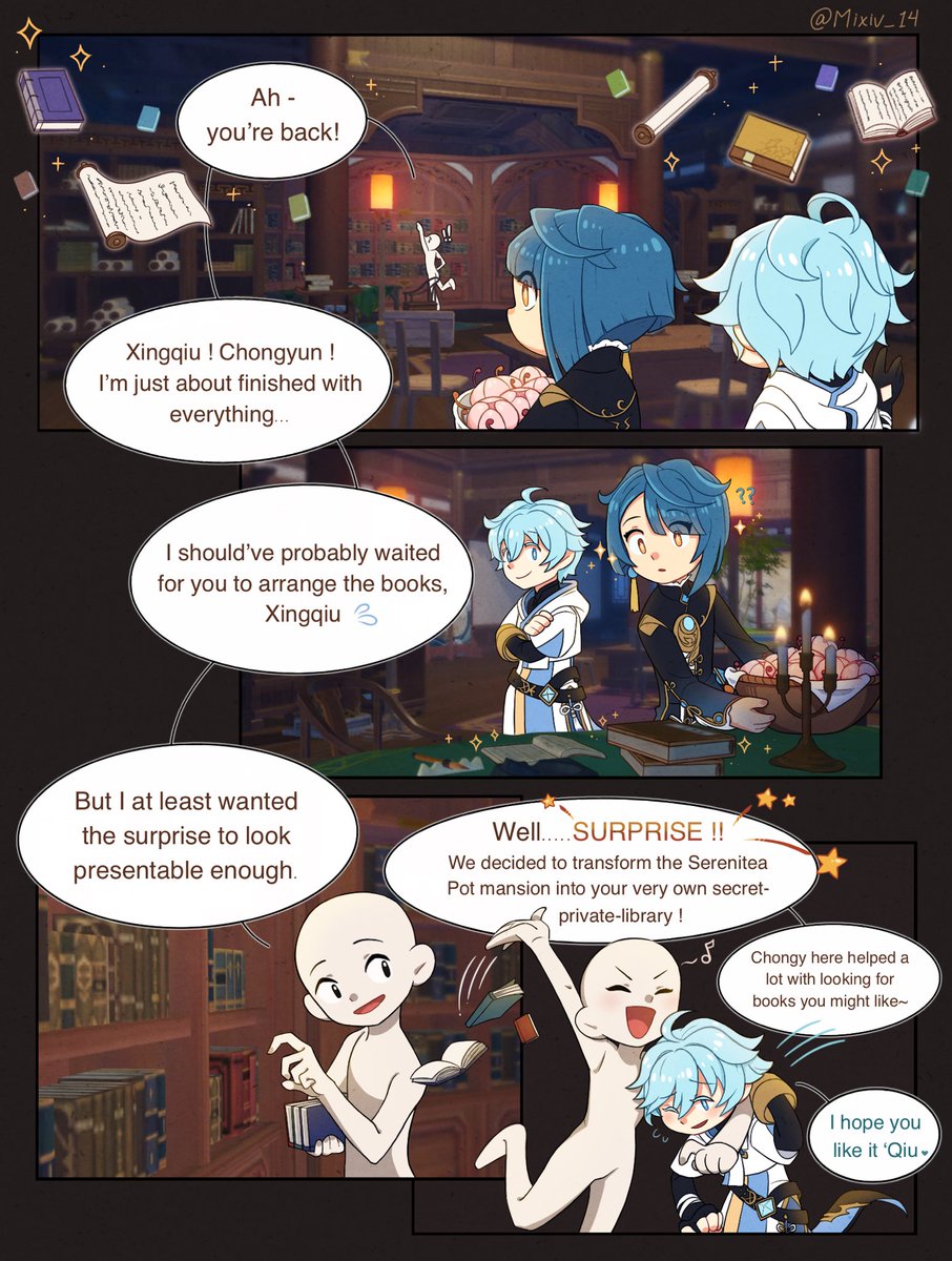 Not me prioritising all of the book-related furniture for the best boi ahahaaaa (4/6) #GenshinImpact #Xingqiu #Chongyun