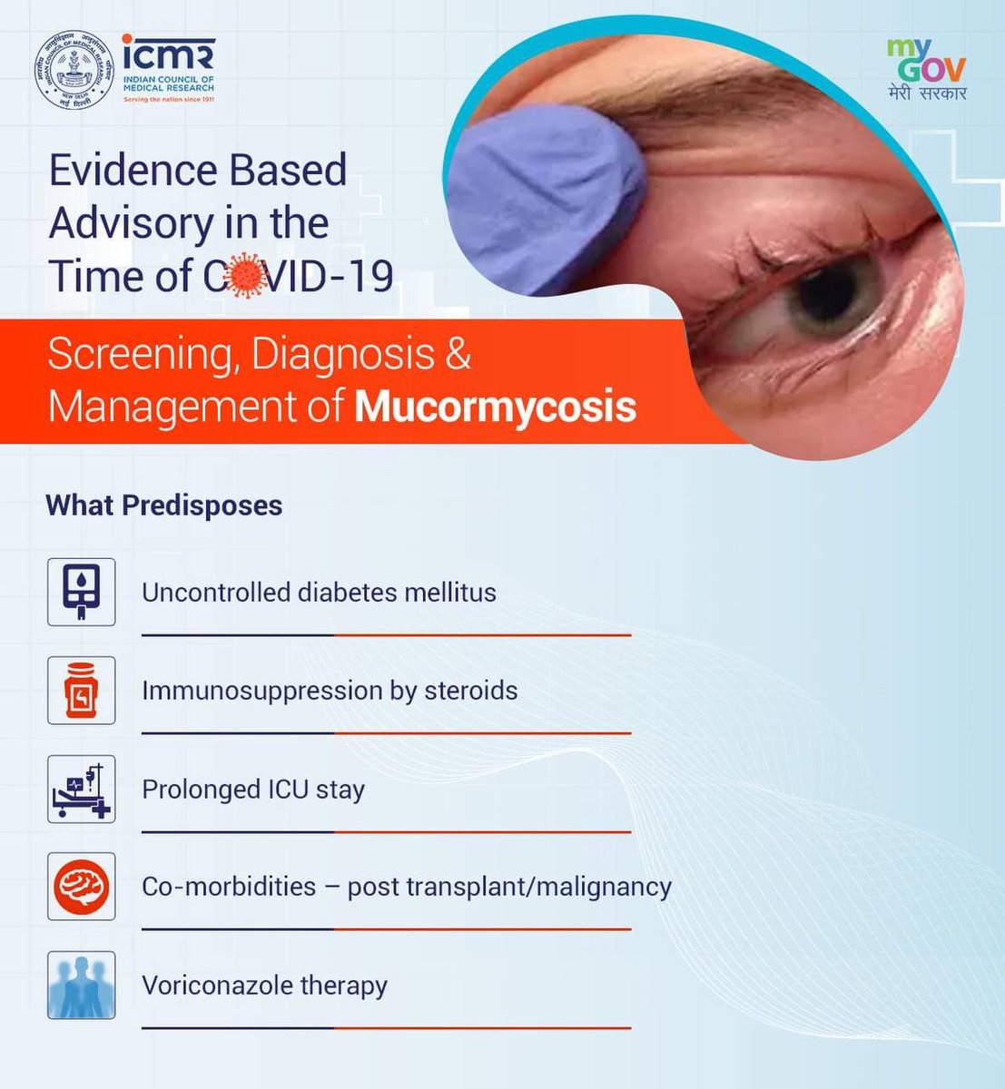 jadejadushyant's tweet photo. #Mucormycosis or '#BlackFungus' has been observed in a no. of #COVID19 patients recently. Take a look to know wht it is & how you can prevent& manage it.#IndiaFightsCorona
@JayantiRavi @RemyaMohanIAS @PduRajkot @JpShivahare #Screening #Diagnosis #Management #EvidenceBasedAdvisory https://t.co/WlOCqYwC0w