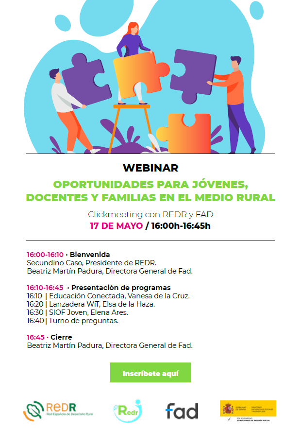 REDRJovenes2030's tweet photo. ☄️💻¿Conoces 'Lanzadera WiT' de @FadJuventud ? Ofrece, con @GoogleES , becas en formación online para jóvenes

Descúbrelo en nuestro webinar "Oportunidades para jóvenes, docentes y familias en el medio rural" 👉🏽https://t.co/rWvkaVp9xM

🗓️17/05. 16h
 
 📋https://t.co/a0dfZE3S7d https://t.co/X4TnvXgf3e