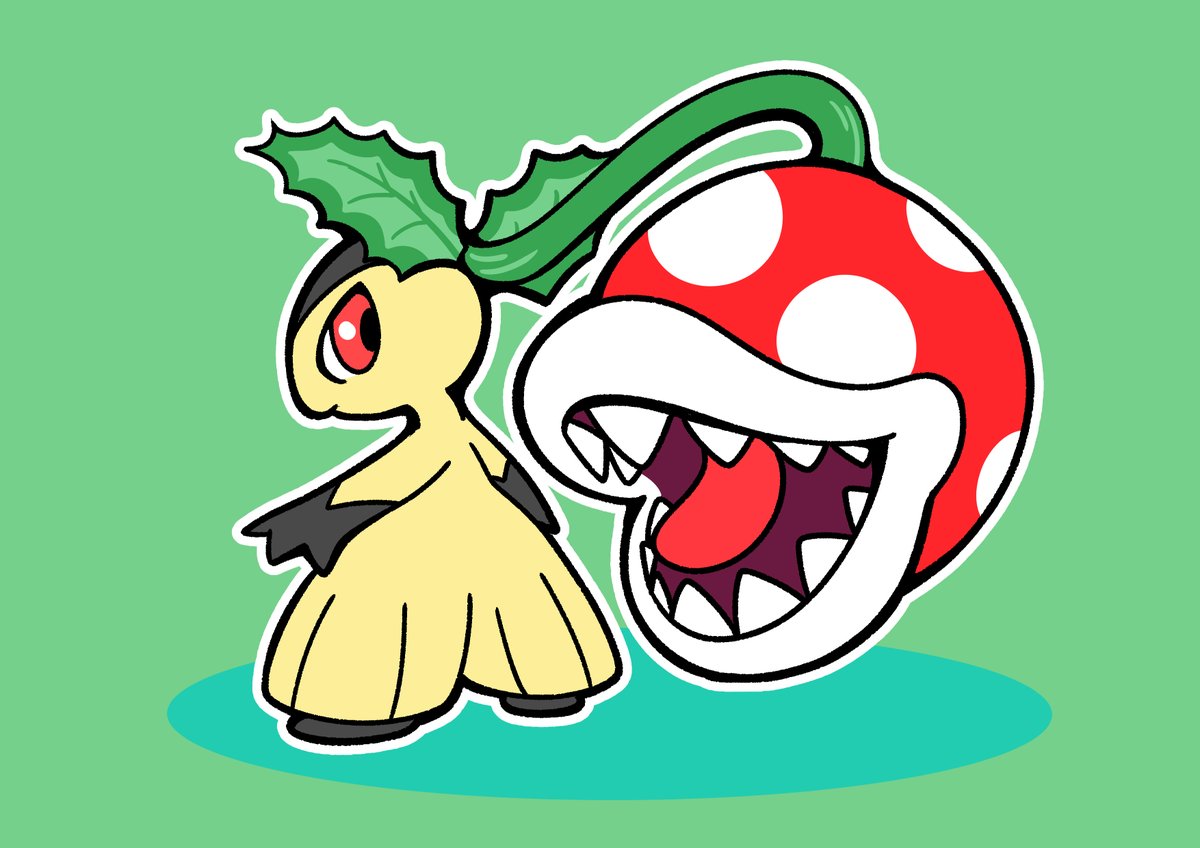 pokemon (creature) no humans green background red eyes outline teeth sharp teeth  illustration images