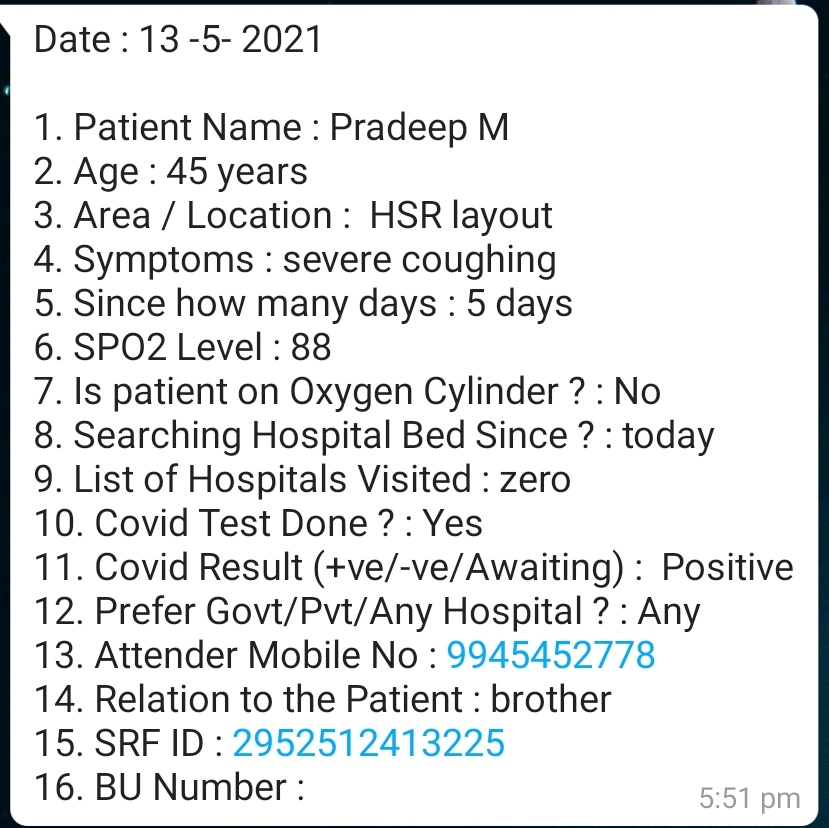 Need leads for O2 bed in South Bangalore. 
#Urgent #SOS #COVIDEmergency
Please help