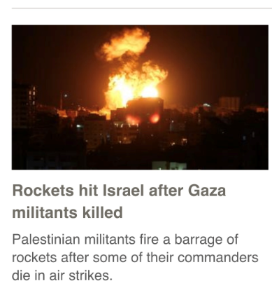 medialens's tweet photo. The very definition of a misleading headline and picture from the BBC. The headline and text both give the impression that the devastating explosion is from a Palestinian rocket. But it's from a far more powerful Israeli bomb. https://t.co/eUp19rh8A1