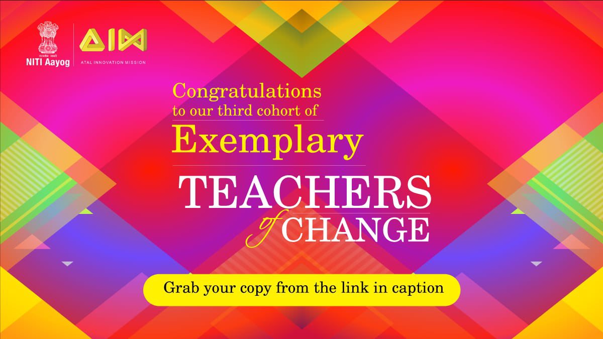 AIMtoInnovate's tweet photo. The true teachers are those who help us think for ourselves!🧑🏫
- Dr. Sarvepalli Radhakrishnan
Congratulations to our third cohort of Exemplary #TeachersOfChange.
Let's keep our spirits high & continue to inspire & #AIMtoInnovate!✨
Grab your copy, here:
https://t.co/QQKzO1eUWh https://t.co/90A2dimhuK
