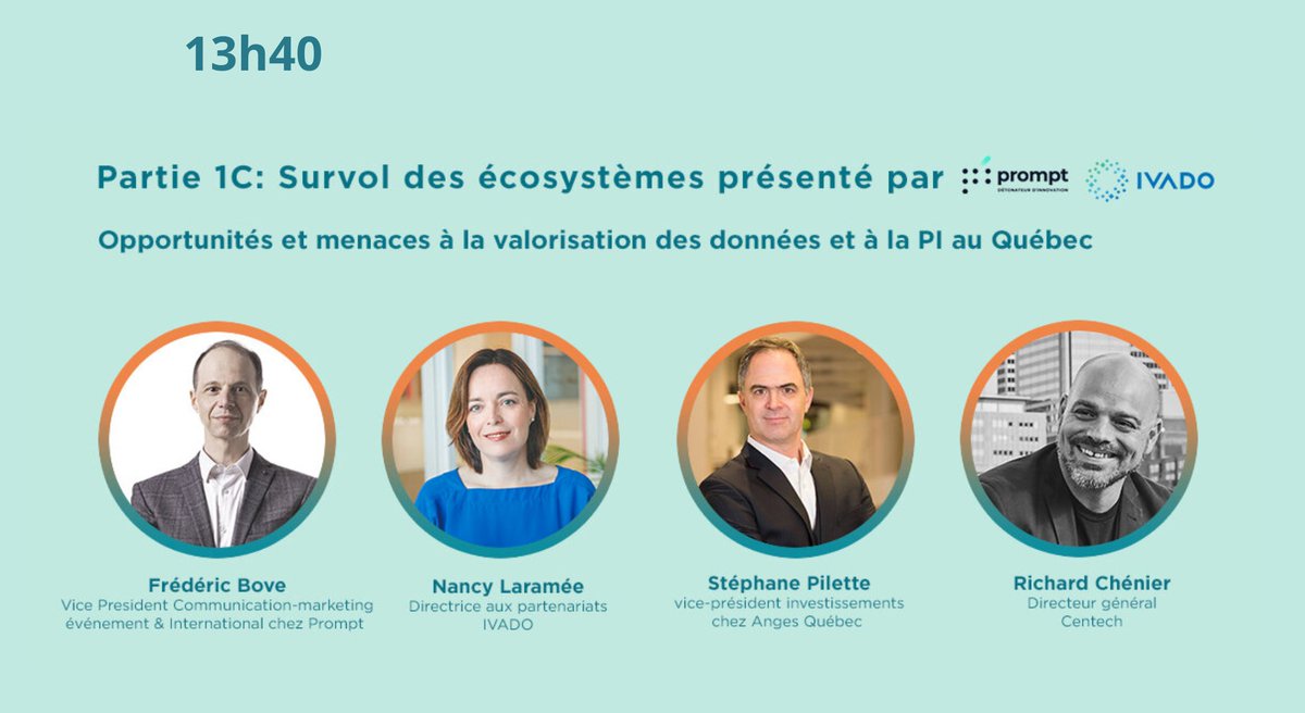 IVADO_Qc's tweet photo. đ Vous ĂȘtes au #FORPIQ2021 aujourd'hui? Ne manquez pas de passer faire un tour Ă notre kiosque et de participer aux panels oĂč IVADO est prĂ©sent! https://t.co/k1Yeao4EJ8
#forpiq #propriétéintellectuelle https://t.co/76E0ZeQ5un