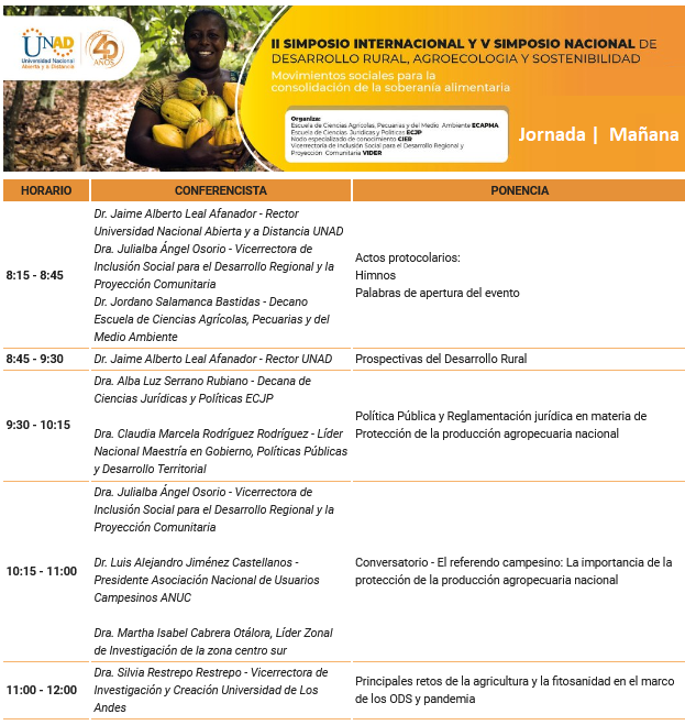 IngYulian's tweet photo. ¡Hoy! y en pocos minutos  ( 8:00 a.m) daremos inicio al II Simposio Internacional V Simposio Nacional de #DesarrolloRural, #Agroecologia y #Sostenibilidad. Invitan: @JaimeLeal_  @JulialbAangelo @Jordano_SB @CierUnad @UnadCIAB de #MásUNADMásPaís (+) Info. https://t.co/ENC3SnzTgt https://t.co/rnuk0oHEtK