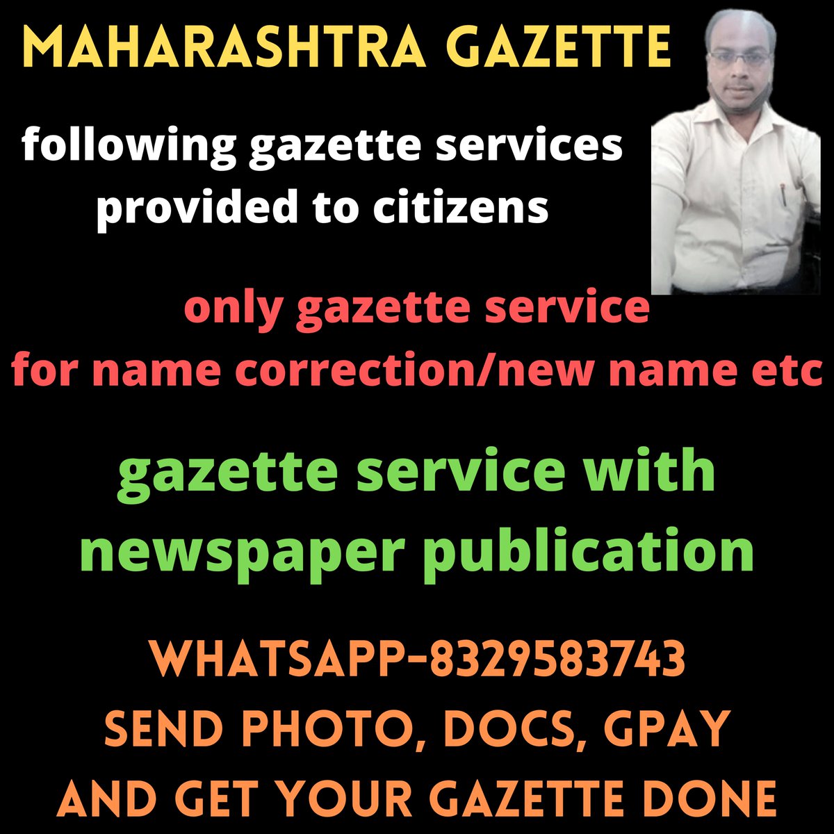 Welfare4Poor's tweet photo. #maharashtralockdown for gazette #namechange #namecorrection #namemistake #newname #nameupdate #gazette #dgpsgazette #mumbai for name change correction, for gazette service for anywhere from maharashtra state just whatsapp us your details, photo and your gazette will be done. https://t.co/nEZcFjH51l