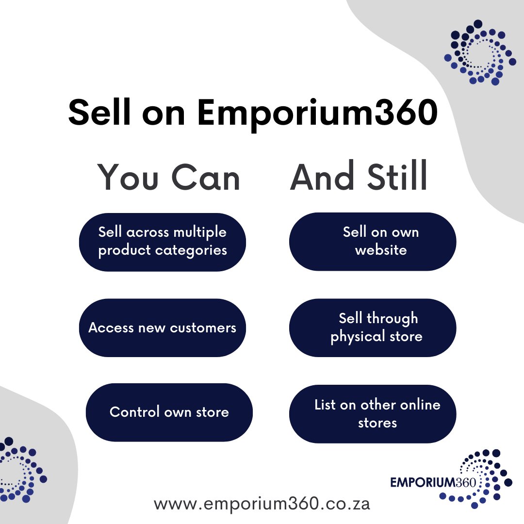 emporium360sa's tweet photo. @emporium360sa gives your business flexibility to grow. We provide a user friendly platform, support and a growing customer base. Register to sell as a vendor on https://t.co/MusF6KpDvi
#Sellonemporium360 #emporium360 #business #shoplocal #proudlysouthafrican #localbusiness https://t.co/f8oItyldaV