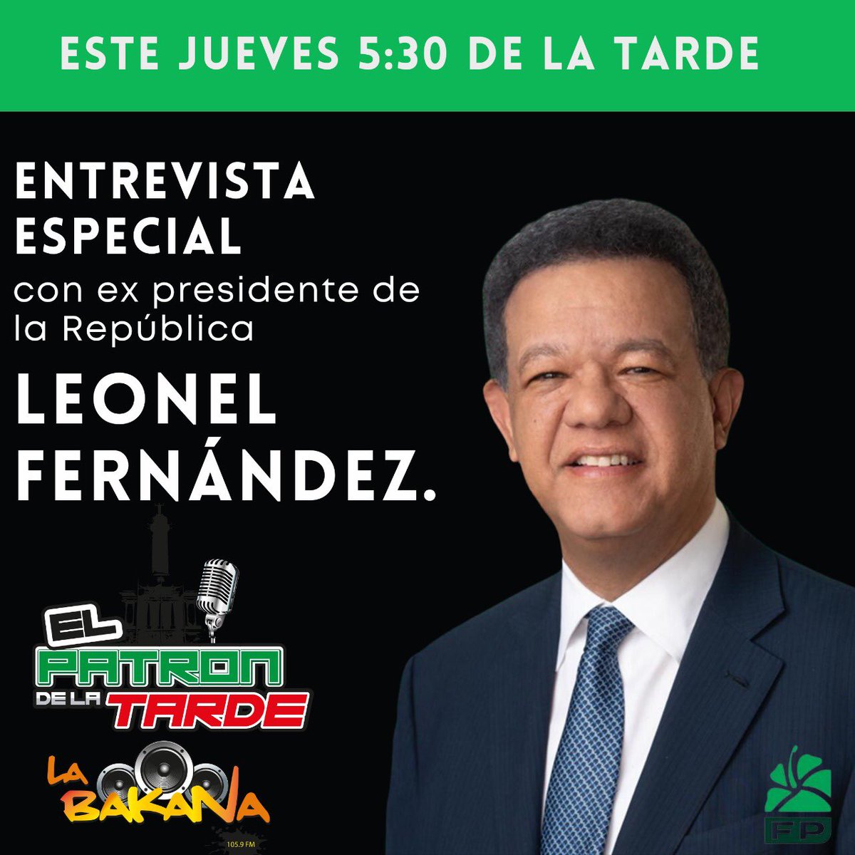sagrariogomez's tweet photo. Hoy:  en #ElPatrondelatarde el expresidente @LeonelFernandez @LOSFUERTERD estará con el equipo premium de la radio de Santiago: @haimethomasfc @juanbonillaRD @JEDevarez @gladialisa @NelsonPeralta01 @sagrariogomez @RCCMediaRD #Lospatrones #ElPatrondelatarde #patrondelatarde https://t.co/sYDpZl9cEW