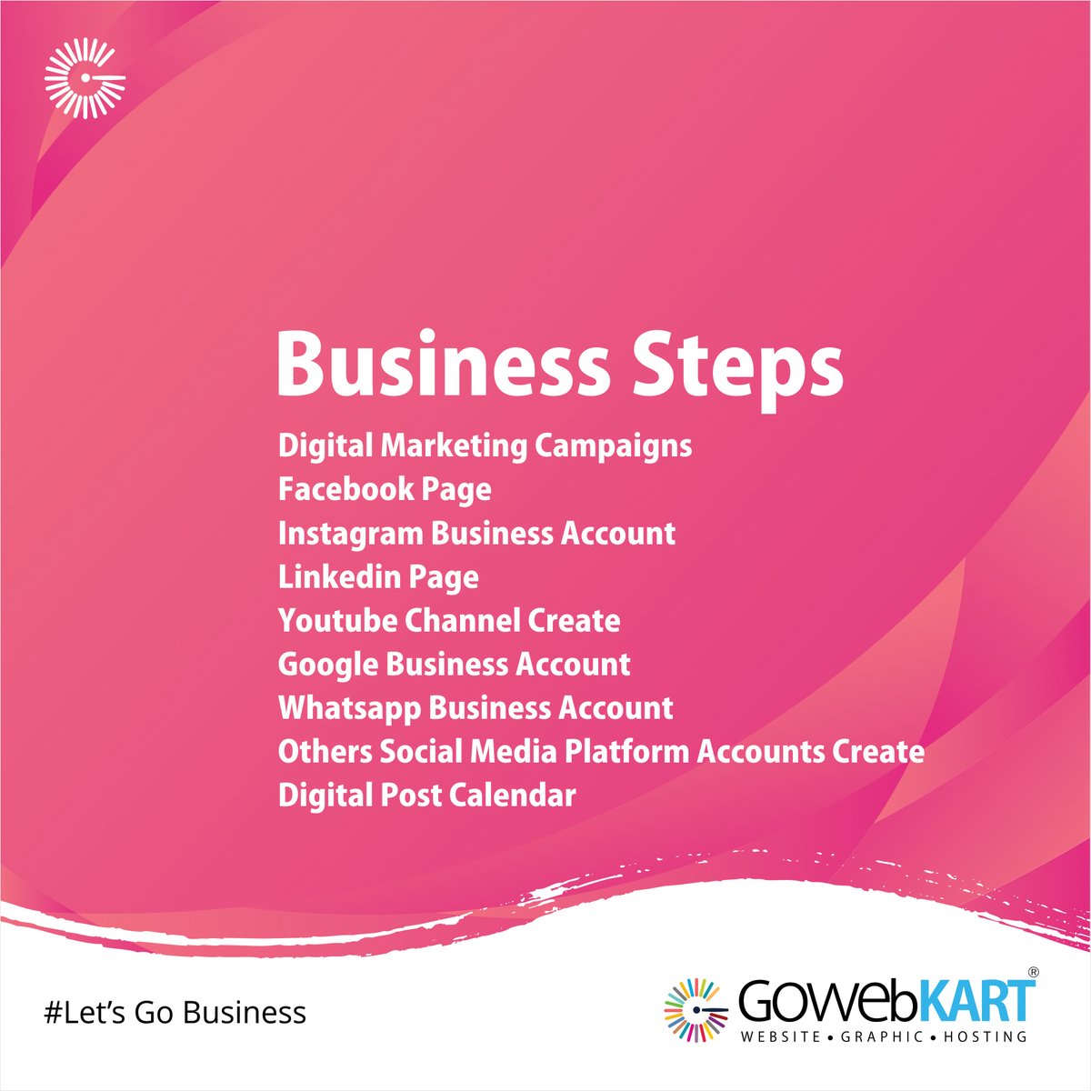 Gowebkart_in's tweet image. Start Your Business Easily

#businesssteps #logodesigner #websitedesign #hosting #graphicdesign #contentcreator #digitalmarketing #seo #animatedvideo #socialmediamarketing