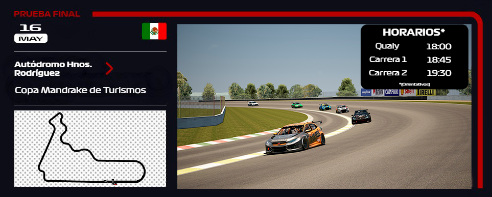 MandrakeTp's tweet photo. 🏎️ASSETTO CORSA🏎️

Llega la prueba final en el histórico trazado mexicano. 

Se juegan el campeonato @PerniaDuff y @alex96f1. 

@Raulnotienetuiter y @TTManuelle lucharán a cara de perro por el podio. 

¿QUIEN TRIUNFARÁ?

SOLO EN https://t.co/G544y0HinP
@CapitanBuhito @RubnBlanco https://t.co/Qr3c44lPfE
