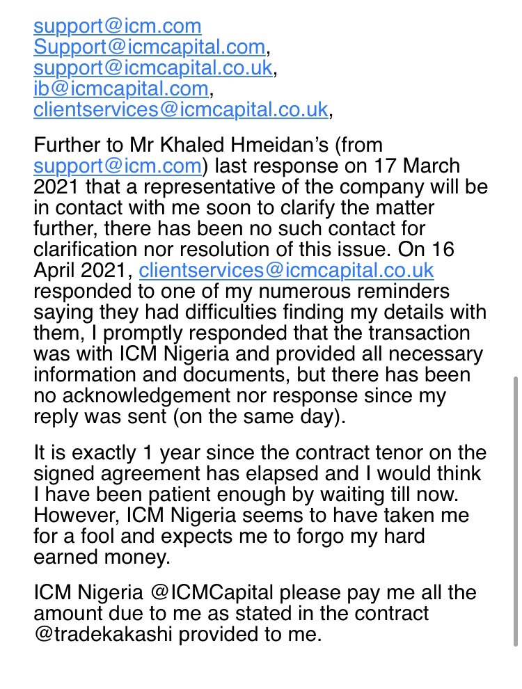 ayoolowookere's tweet photo. ICM Nigeria, kindly do the right thing&amp; pay me what is due to me.
1 whole year is too long to withhold my funds. This is not as stipulated in your contract provided to me by Adetomi Adekunle @showbaba3
@ICMCapital 
@MalaysiaIcm 

#eid2021
#barkadasallah 
#instablog9ja https://t.co/SuZzBot1gV