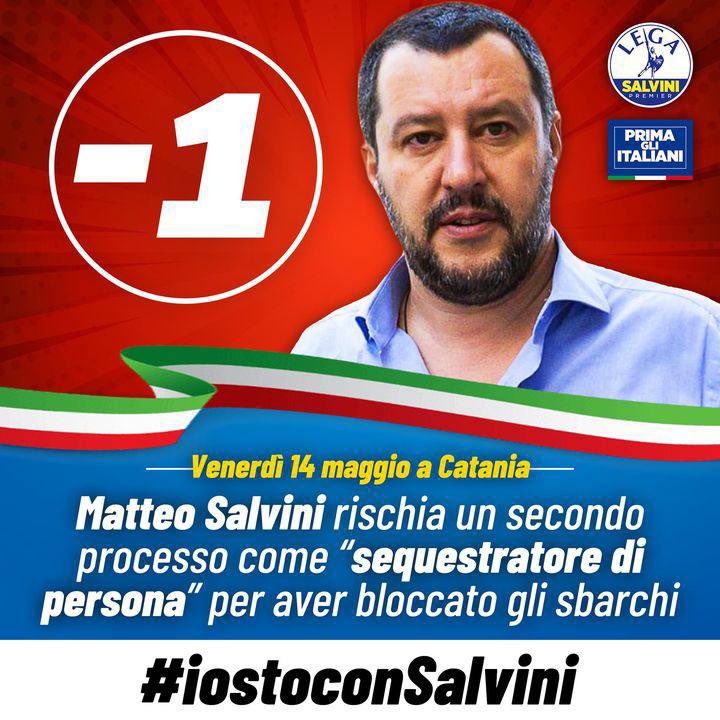 LegaRegioneLomb's tweet photo. Domani @matteosalvinimi a #Catania rischia un secondo #processo come “#sequestratore di persona” per aver bloccato gli #sbarchi.
Siamo al tuo fianco, #Capitano. #iostoconSalvini 🇮🇹 https://t.co/xPJ908jtbq