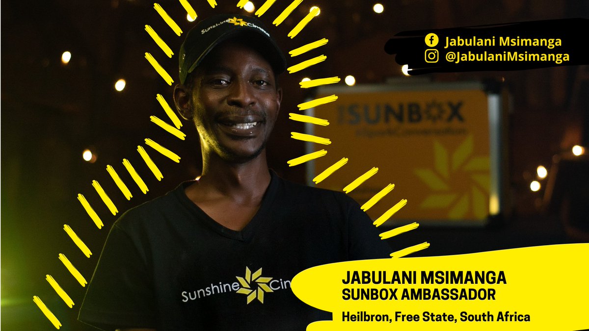 Today let's welcome Jabulani Msimanga from Heilbron, Free-State to our new 2021 learnership program. This month Jabu has hosted about 3 community based solar powered screenings in Phiritona, and is looking forward to make meaningful impact in his community.

#SunboxAmbassador