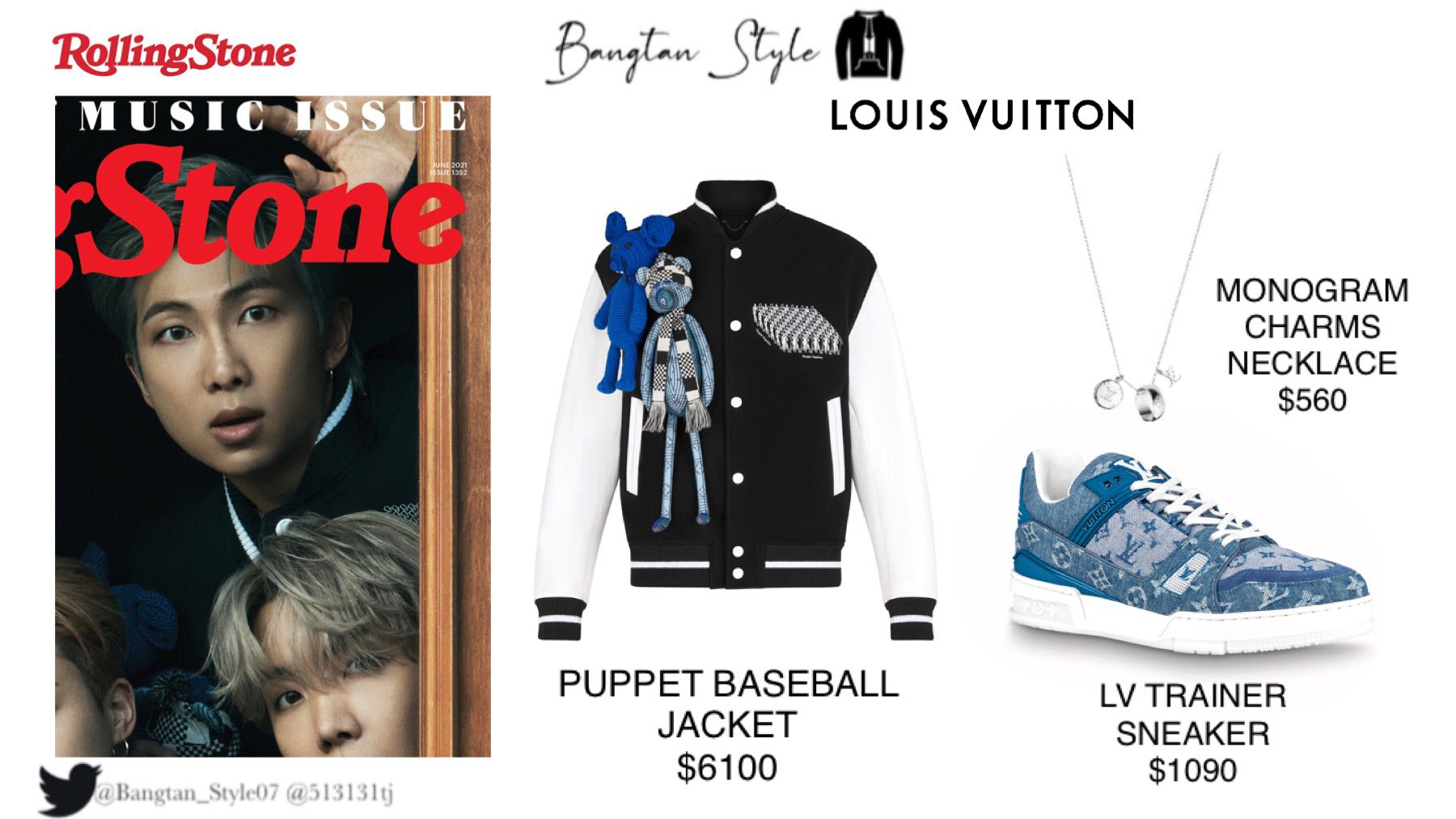 Bangtan Style⁷ (slow) on X: BTS x ROLLING STONE June Cover BTS members  were all wearing LOUIS VUITTON. #RM #SUGA #JHOPE #JUNGKOOK  #BTSxRollingStone @BTS_twt @RollingStone @LouisVuitton   / X