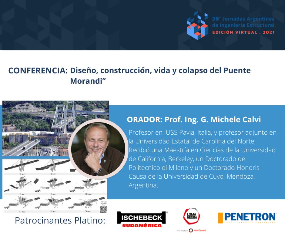 Día 4 -26°Jornadas Argentinas de Ingeniería Estrucural
Comenzó la Conferencia  Diseño, construcción, vida y colapso del Puente Morandi. Expositor: Ing. Michele Calvi.

+ Info en jornadasaie.org.ar