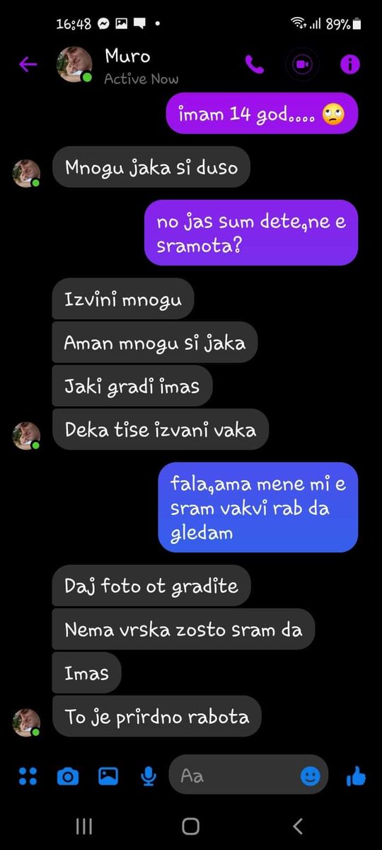 suspendiranata's tweet image. Да го направиме познат педофилот кој на 14 годишно девојче му праќа фотографии од својот полов орган и притоа бара фотографии од нејзините гради. Ако некој од Вас го има за пријател избришете го за Ваша безбедност и безбедноста на Вашите деца. #СтопПедофилија

Пинг: @o_spasovski