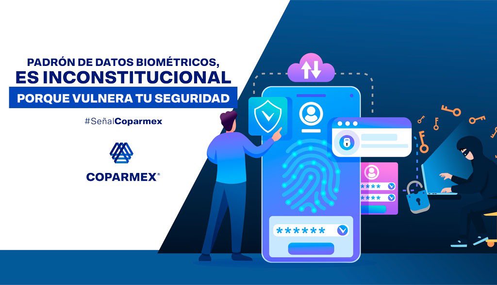 Desde #Coparmex respaldamos al <a href="/INAImexico/">INAI</a> en la defensa de los derechos de la ciudadanía, la creación de un padrón de datos biométricos es inconstitucional y vulnera la seguridad y privacidad de millones de mexicanos. #SeñalCoparmex  👉 cpmx.me/33GilcB