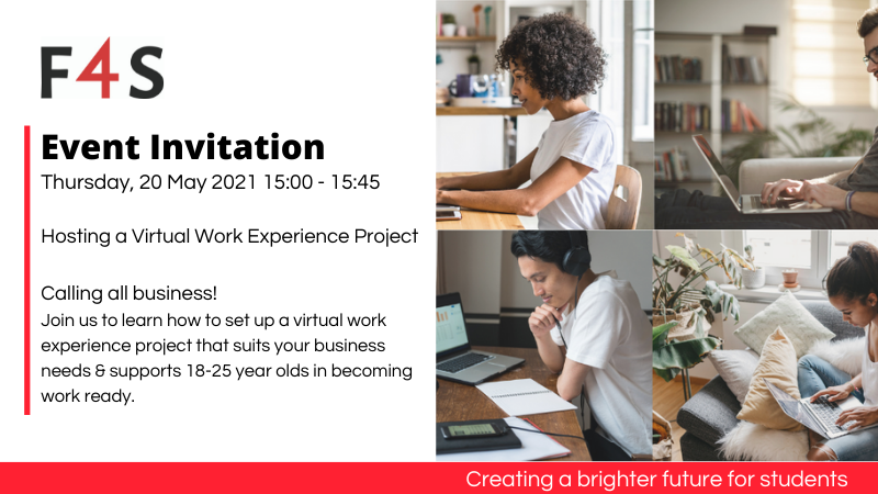 F4Sscotland's tweet photo. Can you help the next generation of talent gain valuable work experience? Learn how virtual work experiences can help your business by coming along to our webinar next week. Book at https://t.co/zfhpT8AmQw

#Futures4Students #smallbusiness  #entrepreneur #business https://t.co/TryQgPwGTc