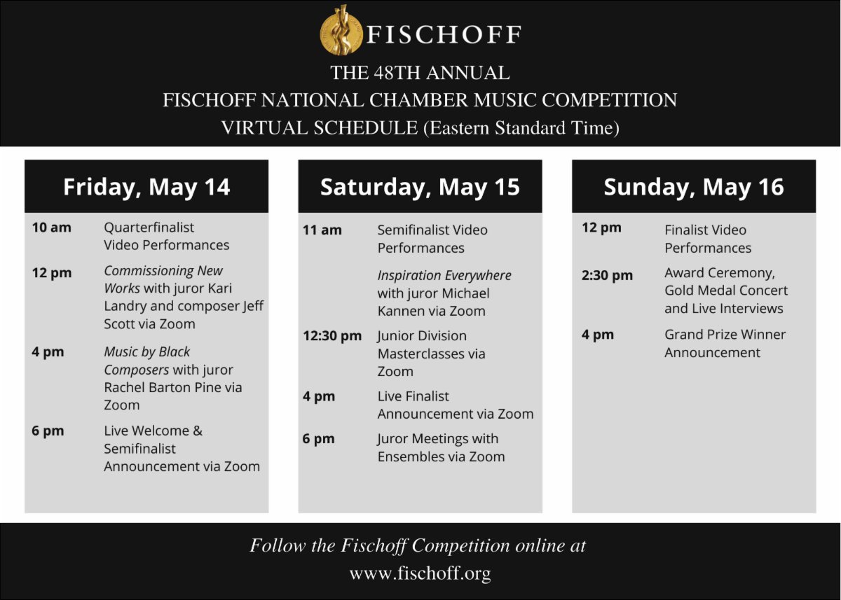 Fischoff's tweet image. 48th Annual Fischoff Competition - Starts This Friday! #Fischoff2021 #FischoffCompetition conta.cc/3hnRtX8