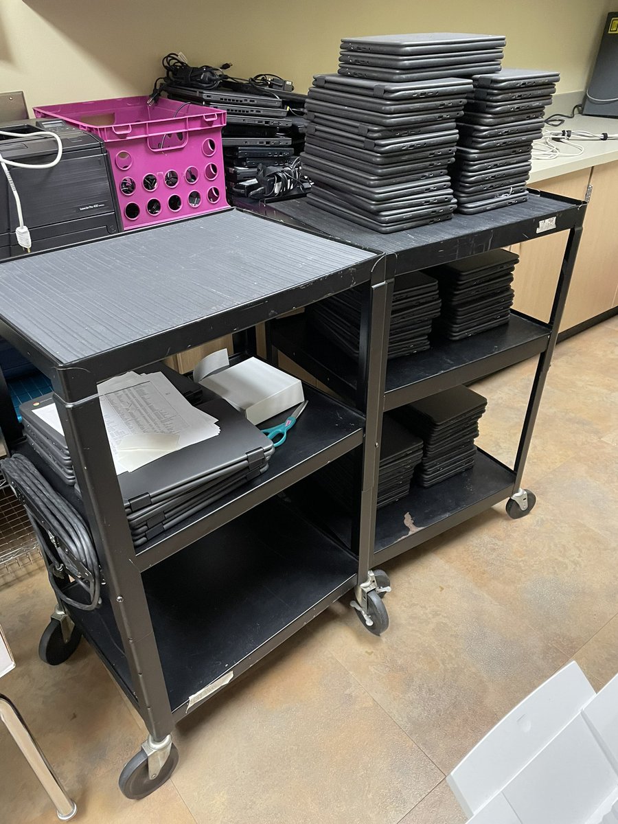 MCJHgatorsRead's tweet photo. Getting devices ready for next school year while collecting devices from this school year! @KTbookchick @katy_libraries @MCJHGators @MsMillerTheRea1 https://t.co/RA9pCoxne5