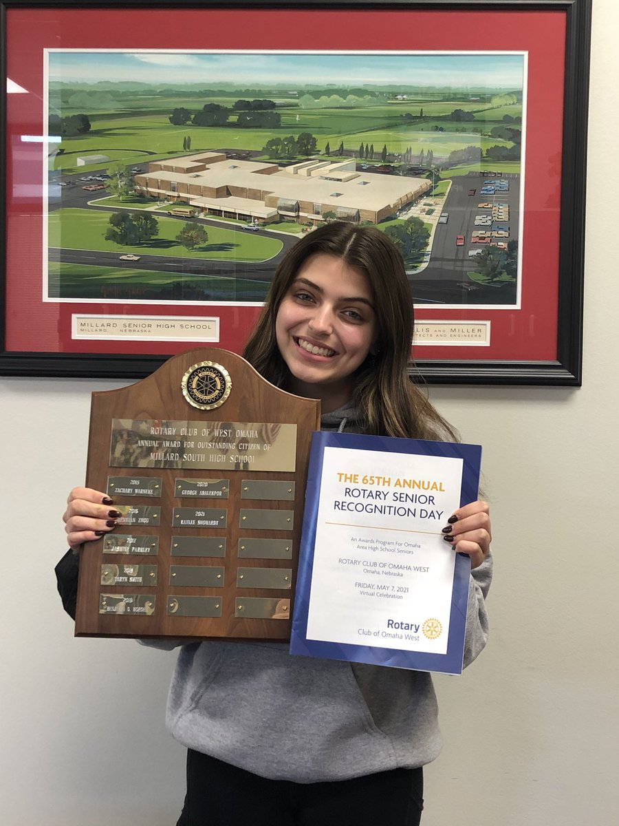 m_south_hs's tweet photo. Congratulations to Kaylee Snowardt for being awarded the Rotary Club of West Omaha senior award for MIllard South High school. https://t.co/E59rd6bg9i