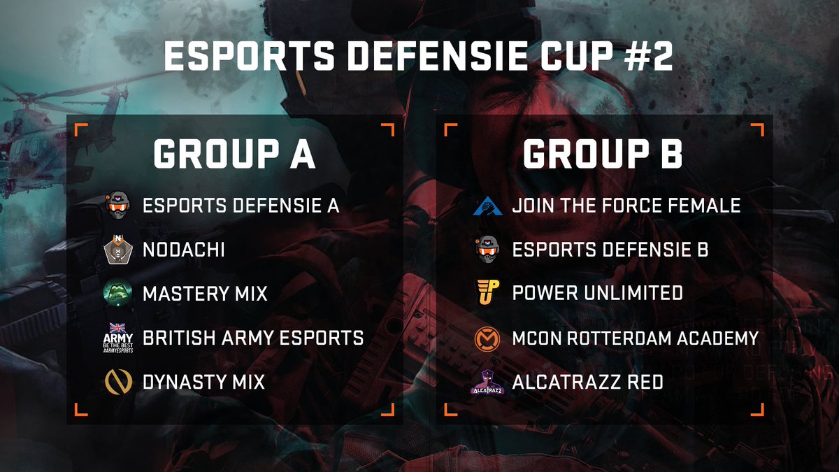 esportsdefensie's tweet photo. Zie hieronder de #poule indeling van de Esports Defensie Cup! Welke teams zullen de #poulefase overleven en uiteindelijk doorstoten tot de #semifinals? Check het zaterdag vanaf 09:30 #live op ons #Twitch kanaal!

📺 https://t.co/y5x5JupsU9

#EDC21 #Esports #Defensie #CSGO https://t.co/RvJXwkDV6N