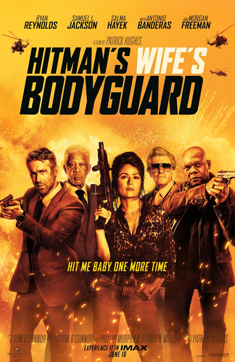 getFANDOM's tweet photo. Morgan Freeman &amp; Antonio Banderas loom large in 'The Hitman's Wife's Bodyguard' poster 🔫 https://t.co/BAyvmon6Z9