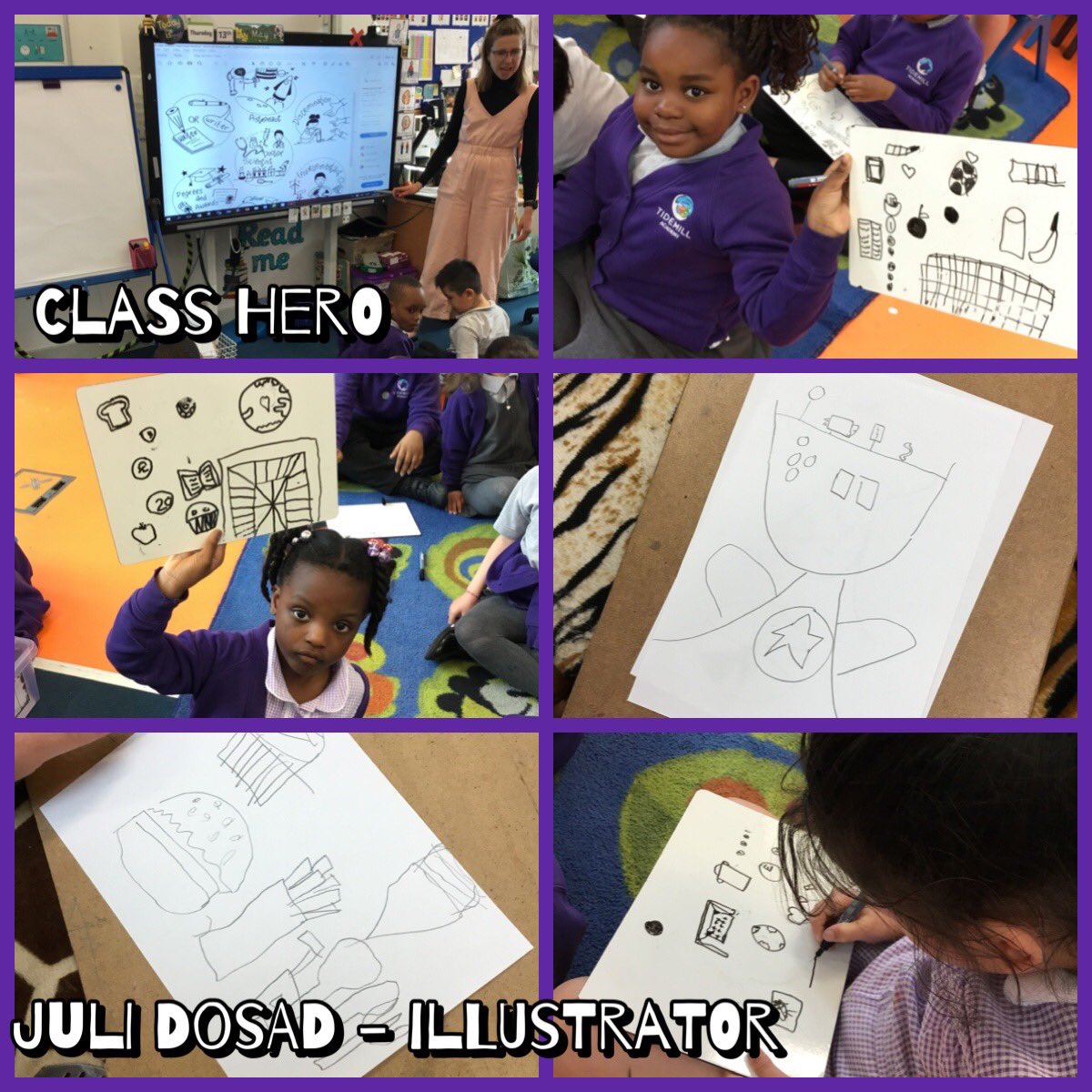 Maple class have been watching amazing videos from @julidosad. She has been showing us how to illustrate our class hero. Our class hero has something to do with football, charity work, reading and food. Any guesses? Stay tuned to find out and see our amazing illustrations! SS