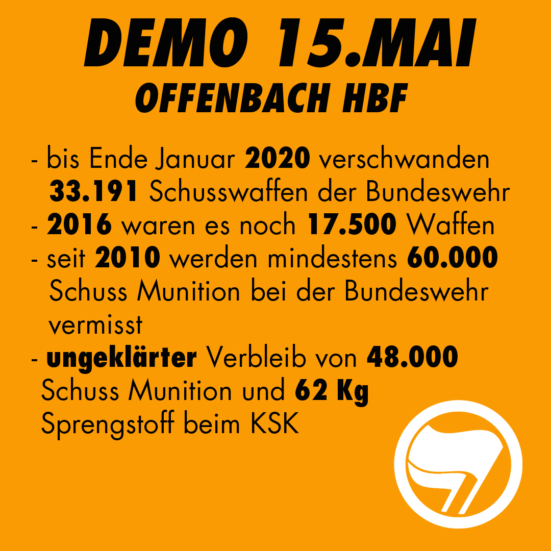 🧭 Ein Einzelfall kommt selten allein! 🔹Demo in #Offenbach gegen rechten Terror 📍15.5. - 15h - Hbf 🔜Prozessauftakt gegen Franco Albrecht in #Frankfurt ✴️gegen die Einzeltäterthese! keineinzelfall.noblogs.org #of1505 #ffm2005