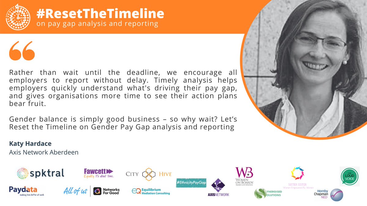 spktralUK's tweet photo. "Gender balance is simply good for business - so why wait? Let's #ResetTheTimeline on #GenderPayGap analysis and reporting." @AXISAberdeen https://t.co/OIgS7E4z2I