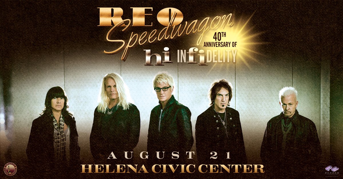 JUST ANNOUNCED! Helena, MT – REO Speedwagon on Saturday, August 21, 2021 at your Helena Civic Center! Tickets start at $45.00 plus applicable fees and go on sale Friday, May 21st at 10:00 AM at helenaciviccenter.com.