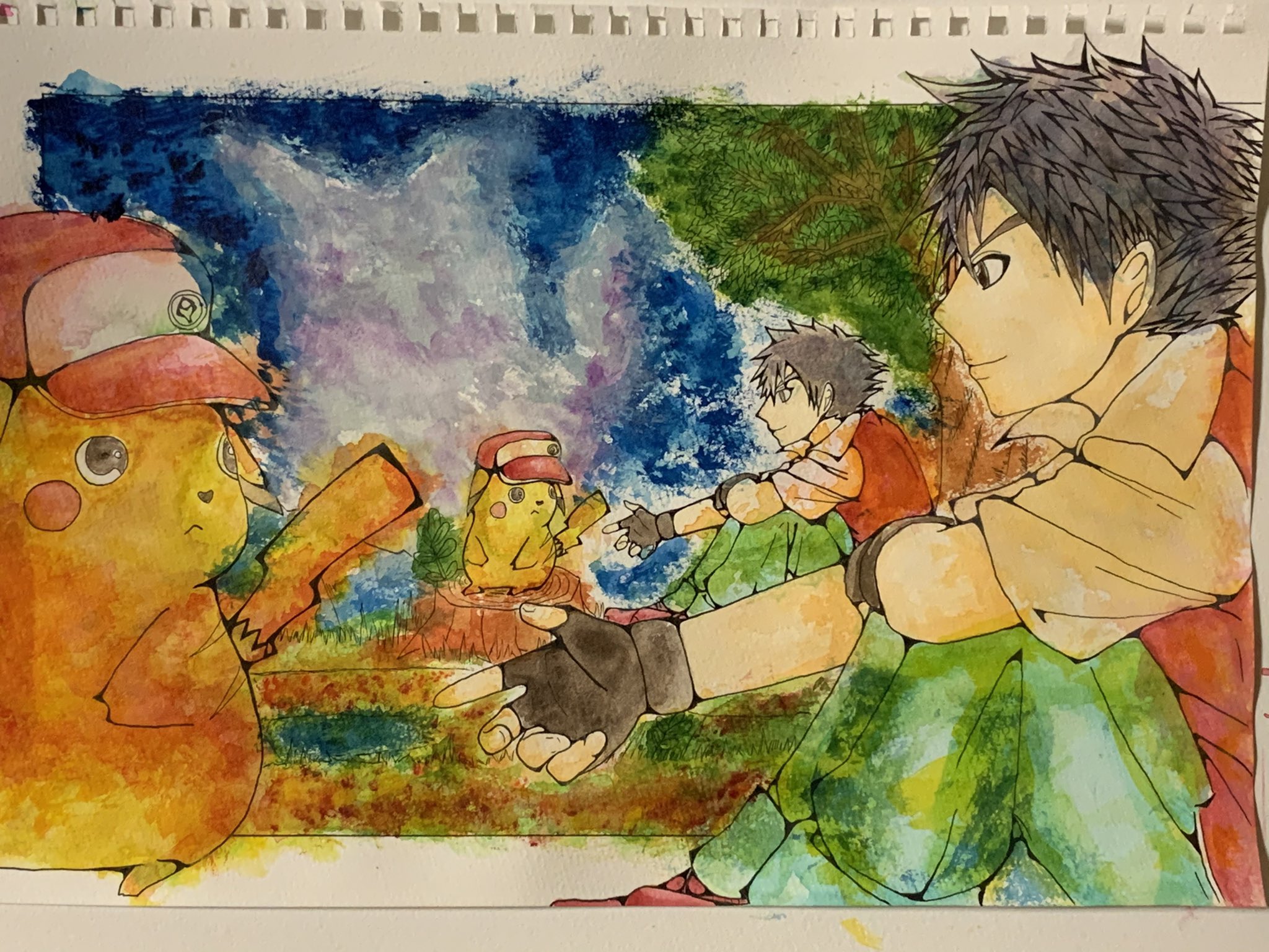 Ryo ポケモン ピカチュウとレッド イラスト 絵 透明水彩絵の具 少し前に描いたピカチュウとレッドさん サトシではないよ ピカチュウ って 可愛いよね T Co Y2isjbvpk1 Twitter
