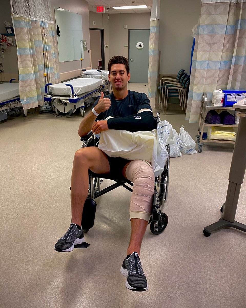 I’m incredibly grateful and thankful for a successful surgery. God always has a plan! Thank you to everyone who reached out. Thank you Dr. ElAttrache for doing what you do best and getting me right! I’ll be back on that field before you know it! #2k22