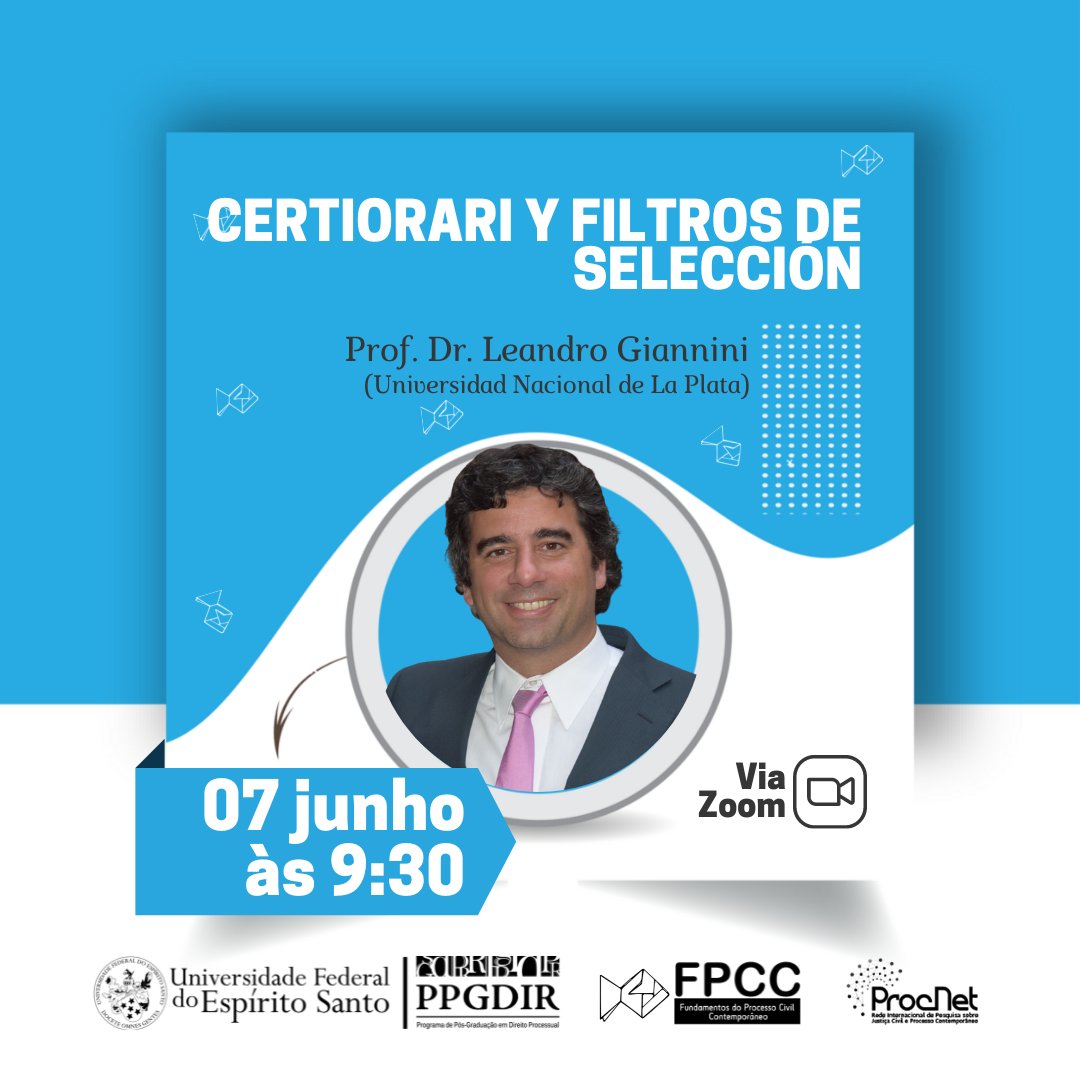 PPGDir's tweet photo. Inscrições: https://t.co/QUczsIXNN8 Nas manhãs de segunda-feira, o PPGDIR junto com o Grupo de Pesquisa FPCC, coordenado p/ @HermesZanetiJr recebe convidados renomados na academia para palestras e debates sobre questões contemporâneas do processo civil no BR e no mundo https://t.co/GBolpFfCG2