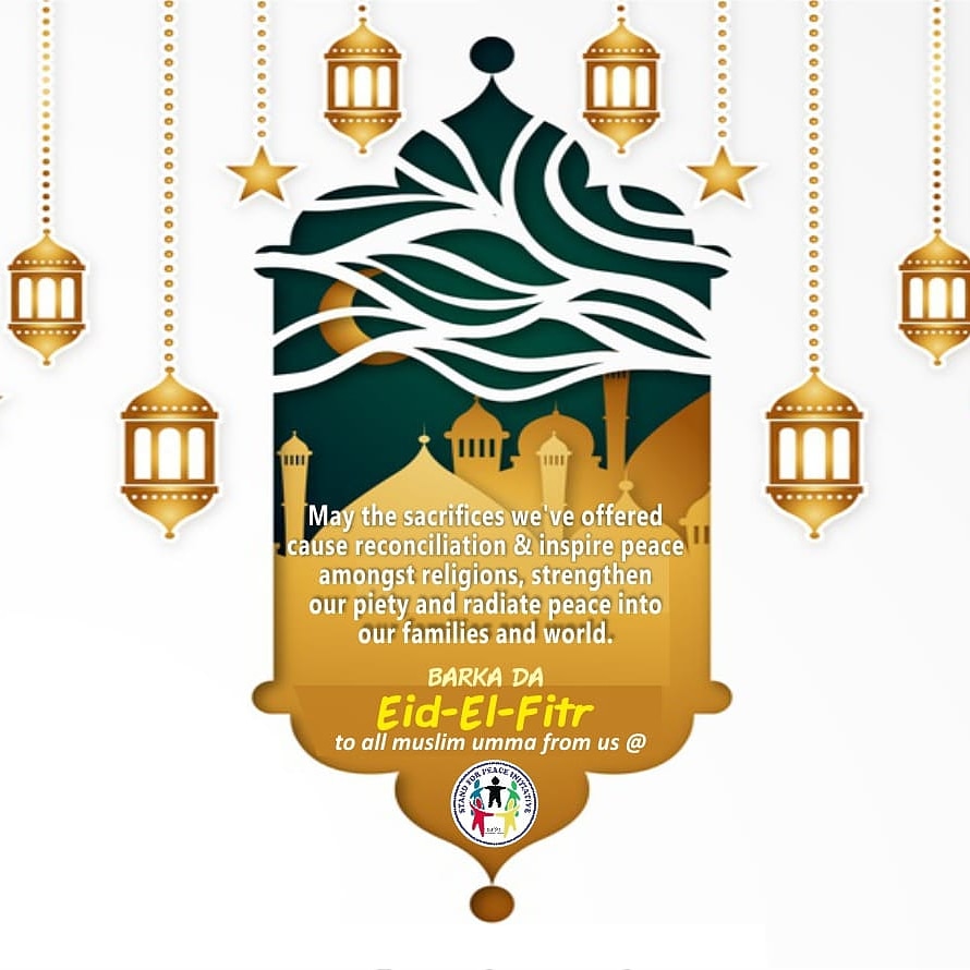 NworisaMichael's tweet photo. Eid Mubarak to all our Muslim brethren.

@NworisaMichael
CEO, Stand for Peace Initiative @NigeriaSfpi
#EidMubarak #EidAlFitr #EID2021 #TogetherWeCan #love #PeaceForPalestineAndIsrael #islam https://t.co/HNXUVjOFeE