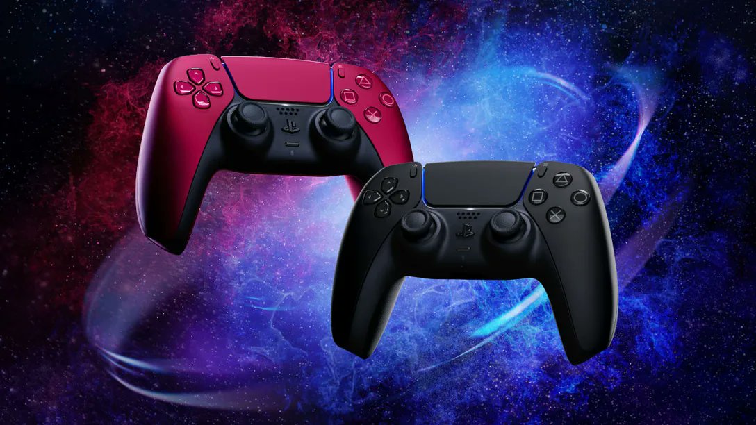 DealsFinderIO's tweet photo. Two new galaxy-inspired #PS5 DualSense wireless controller colors are coming next month!

• Cosmic Red
• Midnight Black https://t.co/4Qb7XOSvBk