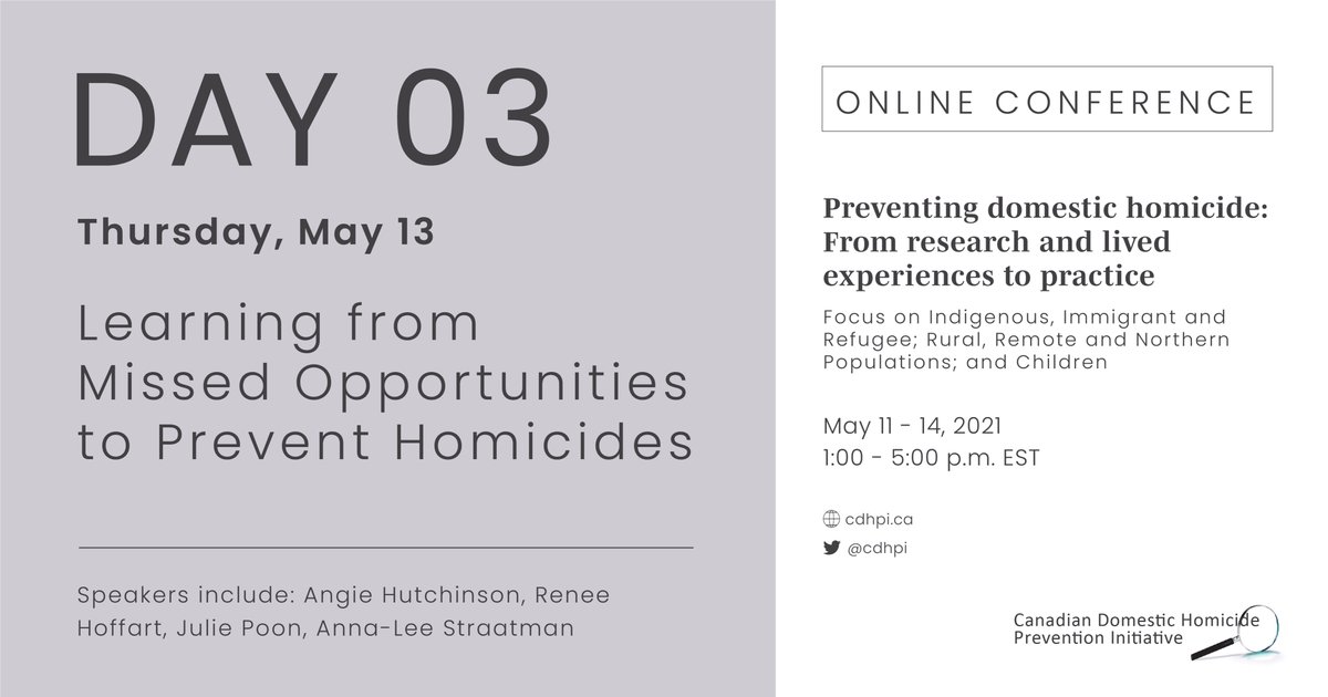 cdhpi's tweet photo. Looking forward to another day of valuable learning at the #CDHPI Preventing #DomesticHomicide: From research to lived experiences to practice conference. https://t.co/tzHnQtcO46