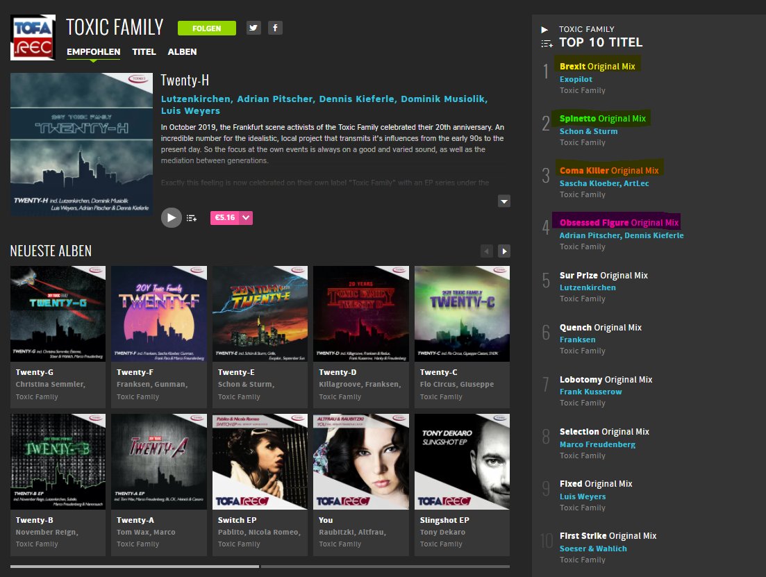 ToxicFamilyFFM's tweet photo. Da schaut mal mal ein paar Wochen nicht rein und dann hat unsere interne Lable Top Ten auf einmal komplett neue erste Plätze. Glückwunsch. Mehr https://t.co/1GzuoRwHVs

#techno #techhouse #Frankfurt https://t.co/KidMTGadPm