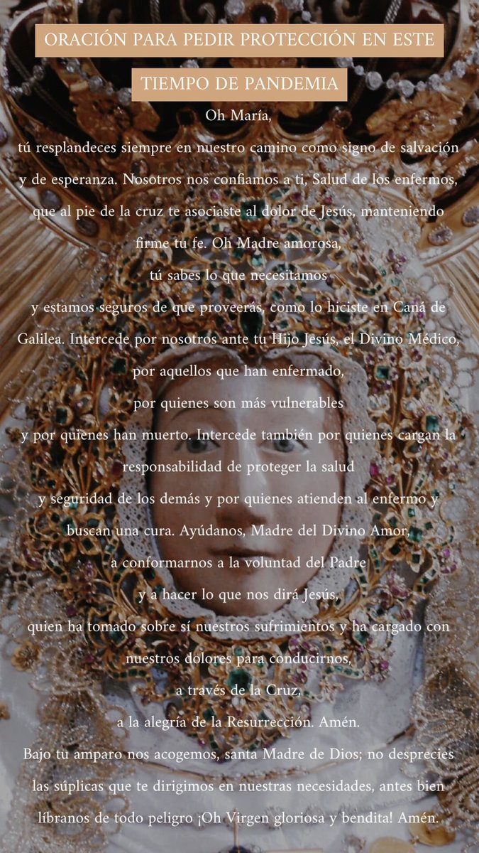 Oración para rogar el fin de la Pandemia.