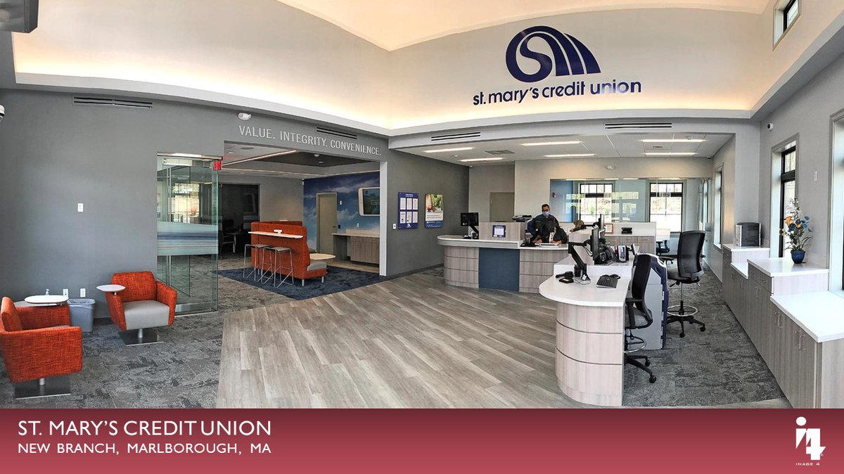 Image4branding's tweet photo. We're thrilled to putting final touches on the new branch for #StMarysCreditUnion. Marlborough, MA members have a beautiful, convenient location, and right next to Starbucks!
#experientaldesign #brandtobranch #image4 https://t.co/xzYCTtU7vu