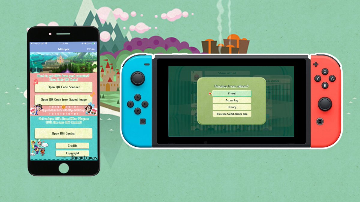 newLumas's tweet photo. Miitopia App (Nintendo Switch Online) // QR Code // Fanmade CONCEPT

Miitopia Switch app that allows you to scan QR codes without having to use Amiibo! And maybe even a Mii Central in the app if I want to continue with that lol

#Miitopia #ミートピア #NintendoSwitch https://t.co/wVwzVB0VrZ