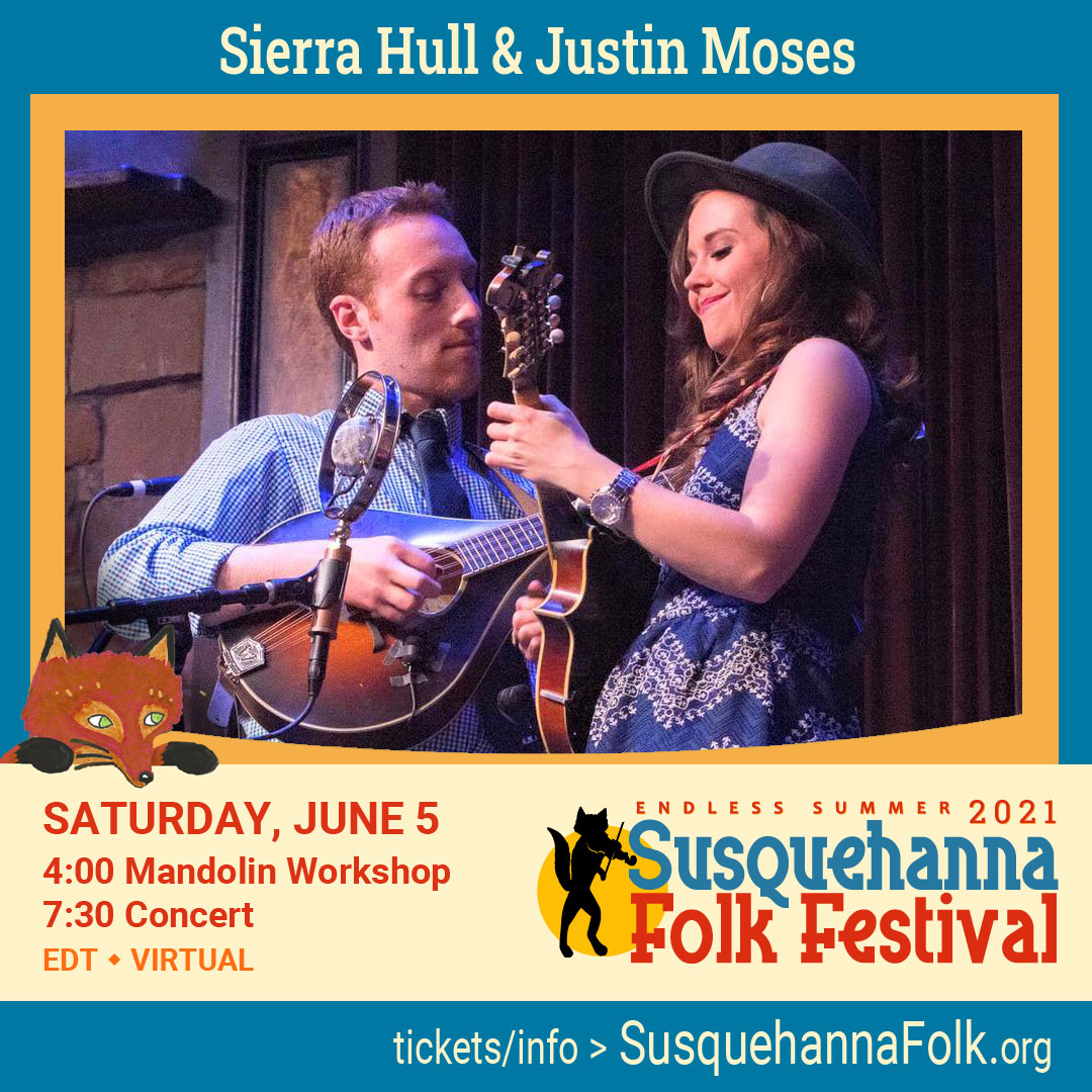 Join us on June 5th for our self-declared Mandolin Day! Sierra Hull and Justin Moses are the first headliner to be announced on our endless summer of festival events with a Virtual Workshop at 4pm and a Concert to follow at 7:30pm EST. Buy Tickets Here: bit.ly/3bqFBzP