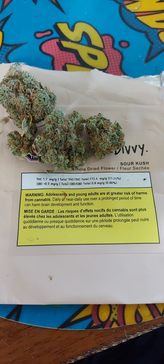 Loving this #sourkush Divvy by <a href="/AleafiaHealth/">AleafiaHealth</a> purchased from Ambrosiacannabis.ca i used there welcome5 discount code and recieved 5percent off my order. Super stoked to try this indica leaning hybrid. 
It Smells delicious , isnt dry and had nice picturesque nugs.