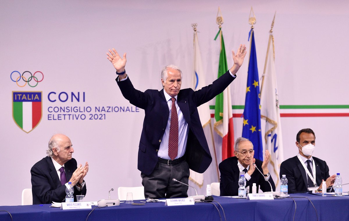 Orgoglioso di essere stato rieletto con l'80% dei consensi alla guida del Comitato Olimpico Nazionale Italiano. Il #CONI e lo #sport italiano mi troveranno sempre dalla loro parte, a difesa delle istanze e dei valori che ci rendono grandi e unici da sempre. Grazie a tutti🇮🇹