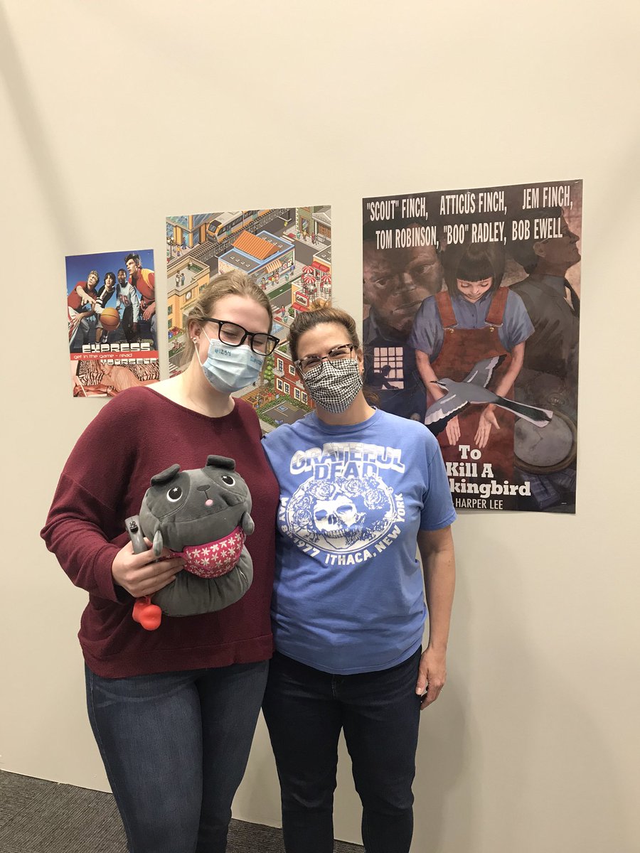 Emma is rocking the “pandemic era” for me!! She even brought my comfort doggie Scout!! 
😍 #newpalproud