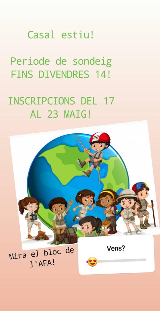 Casal estiu! Sondeigfins demà divendres més info al bloc de l' AMPA de l'Escola Aqua Alba! instagram.com/stories/ampagu…